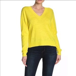 J. Crew Yellow Cotton V-Neck Sweater Medium